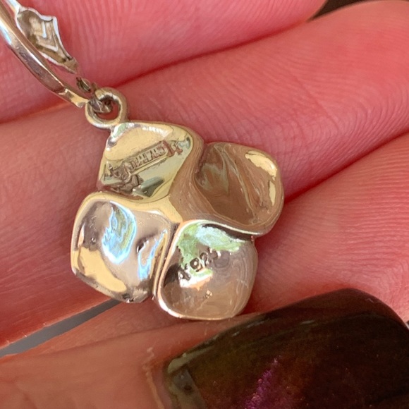 Vintage 925 3-D Flower Dangle Leverback Earrings - Picture 6 of 8